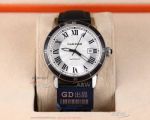 Cartier Ronde Croiere De Silver Roman Dial Black Leather Strap Watch 8215 Automatic Movement 